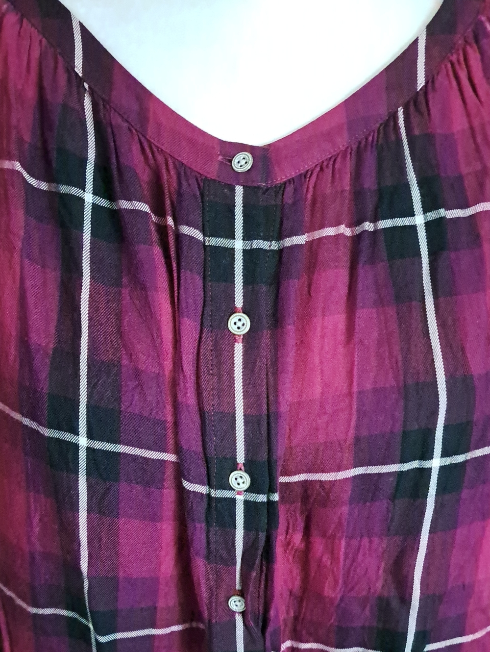 J. Jill Burgundy Plaid Button-Front Blouse